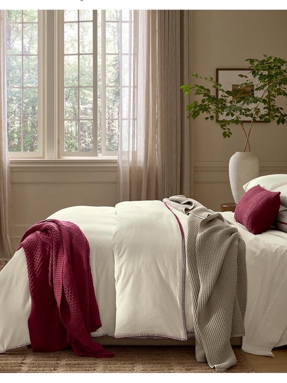 King BOLL & BRANCH Flannel Flat Sheet / pillowcases  Cream Cotton Velvety Soft